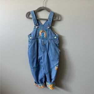Vintage Small Stars Kids Denim Overalls with Patch Detail